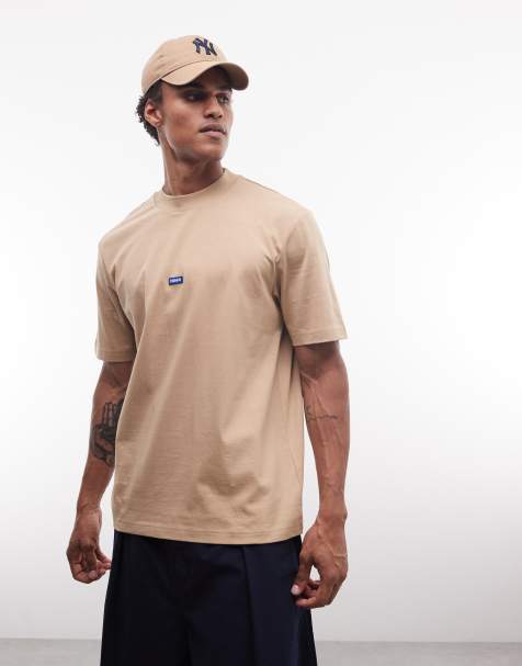 HUGO Blue – Nieros – T-Shirt in Beige mit normalem Schnitt - view 1