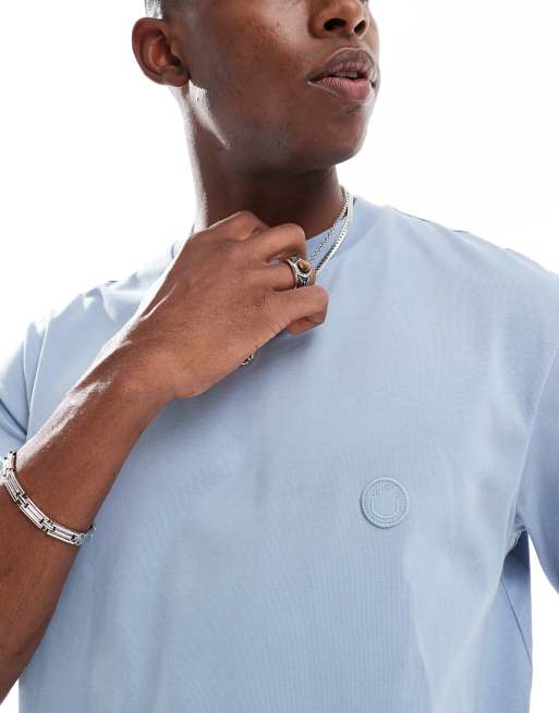 HUGO Niley Crew Neck T Shirt in Blue for Men