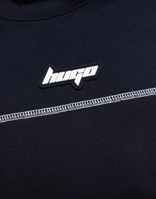 Hugo Blue Nisporte body suit in black, 3 of 4