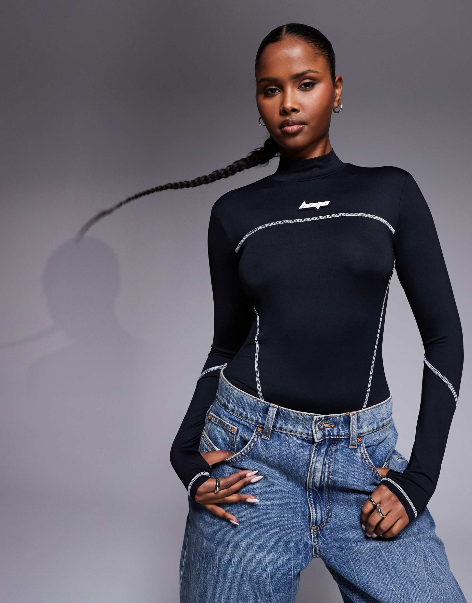 hugo blue nisporte bodysuit in black