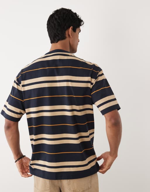 HUGO Blue - Nivarsi - Marineblå T-shirt med striber og løstsiddende pasform, 3 af 5