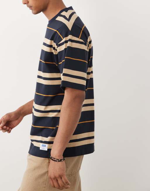 HUGO Blue - Nivarsi - Marineblå T-shirt med striber og løstsiddende pasform, 5 af 5