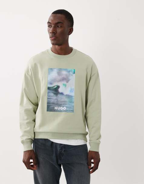 HUGO Blue – Nofintex – Ljusgrön sweatshirt med tryck på bröstet - view 1