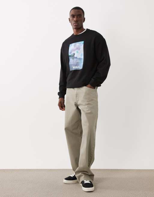 HUGO Blue - Nofintex - Sweat à imprimé graphique sur la poitrine - Noir, 2 de 5