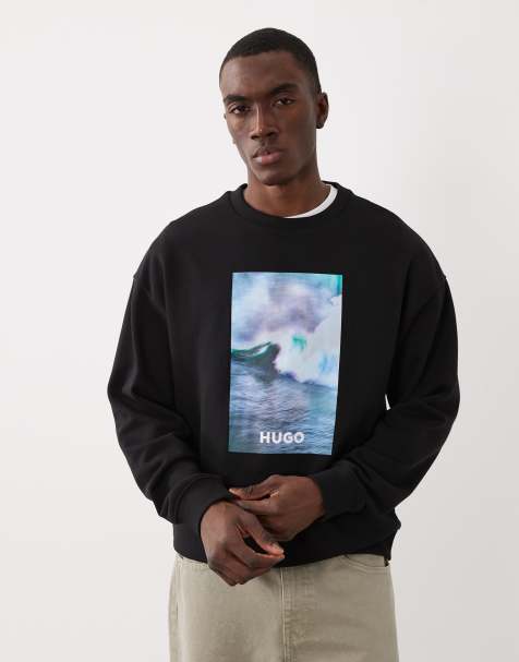 HUGO Blue - Nofintex - Sweatshirt met grafische print op de borst in zwart - view 1