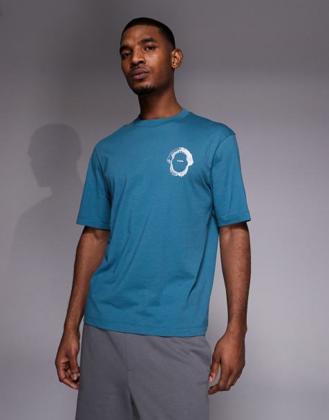 HUGO BLUE Nofishix chest logo t-shirt in teal
