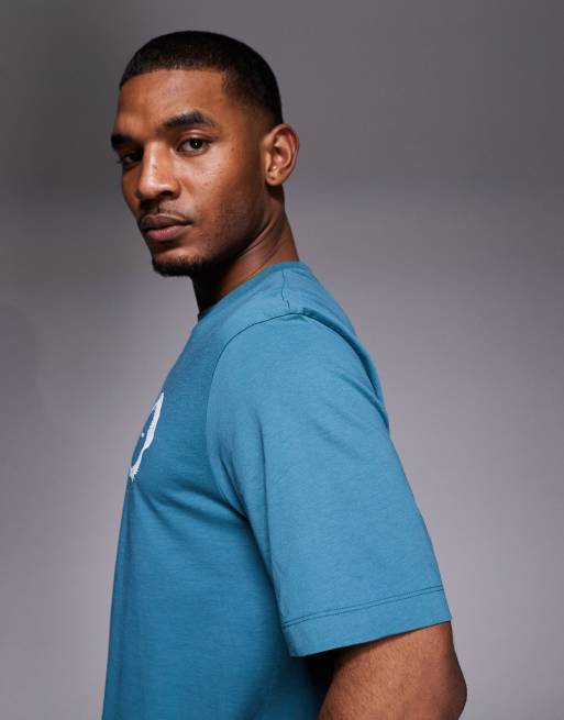 HUGO BLUE Nofishix chest logo t-shirt in teal, 4 of 5