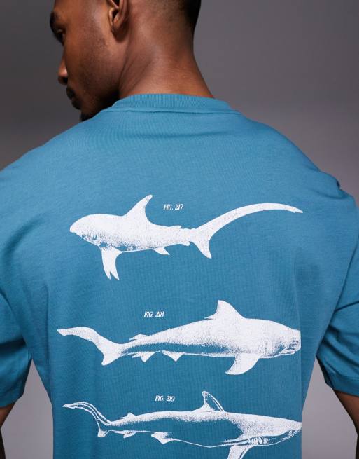 HUGO BLUE Nofishix chest logo t-shirt in teal, 5 of 5
