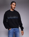 [Hugo Blue] HUGO BLUE Nogocrew graduated logo print sweatshirt in black M black