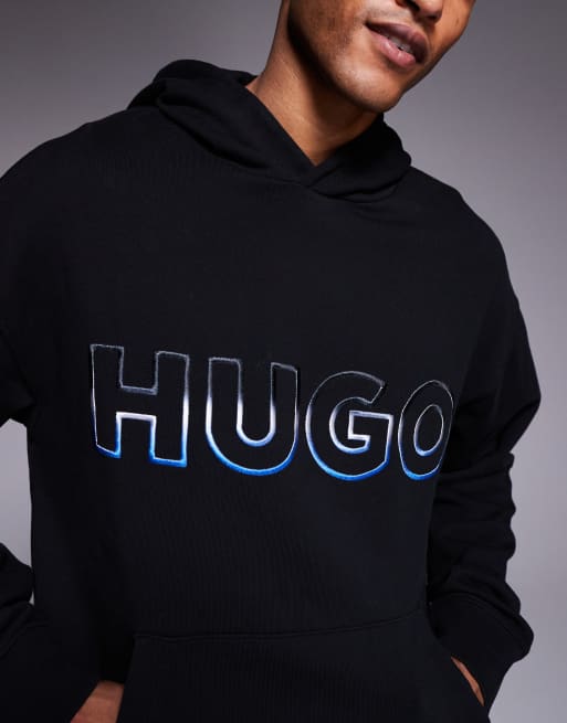 HUGO Blue – Nogudi – Czarna bluza z kapturem z logo z gradientem, 5 z 5