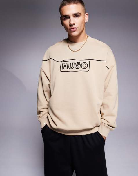HUGO BLUE - Noideryos - Sweat ample avec logo linéaire - Beige - view 1