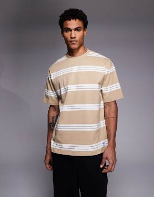 Hugo Blue Nolisto Striped T-shirt In Brown