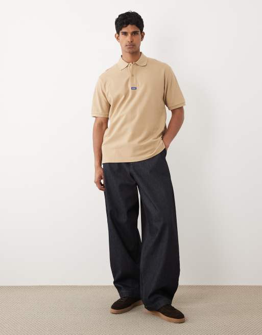 HUGO Blue – Nolitos – Locker geschnittenes Polohemd in Beige, 2 von 5