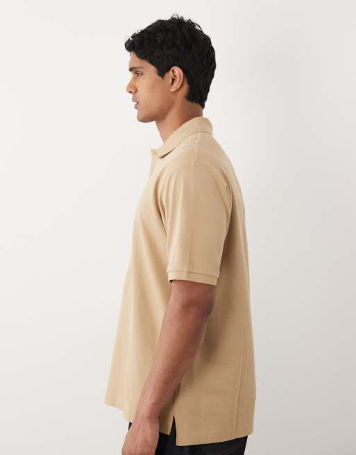 HUGO Blue – Nolitos – Locker geschnittenes Polohemd in Beige, 3 von 5