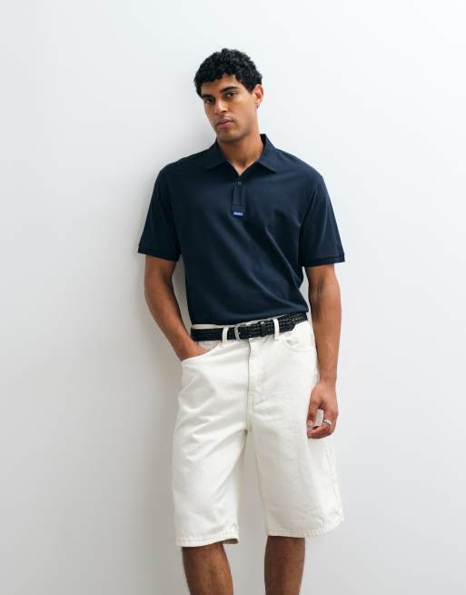 HUGO Blue Nolitos loose fit pikétröja i navy, 2 av 5