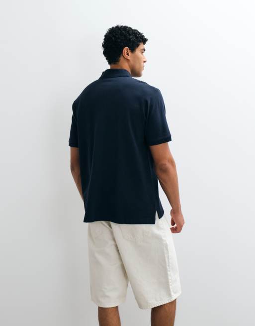 HUGO Blue Nolitos loose fit pikétröja i navy, 5 av 5