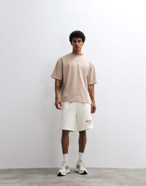 HUGO Blue – Nomario – Gräddvita jersey-shorts med ledig passform, del av set - view 1