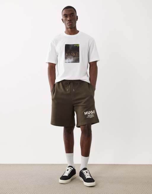 HUGO Blue Nomario jersey shorts in brown (part of a set), 2 of 5