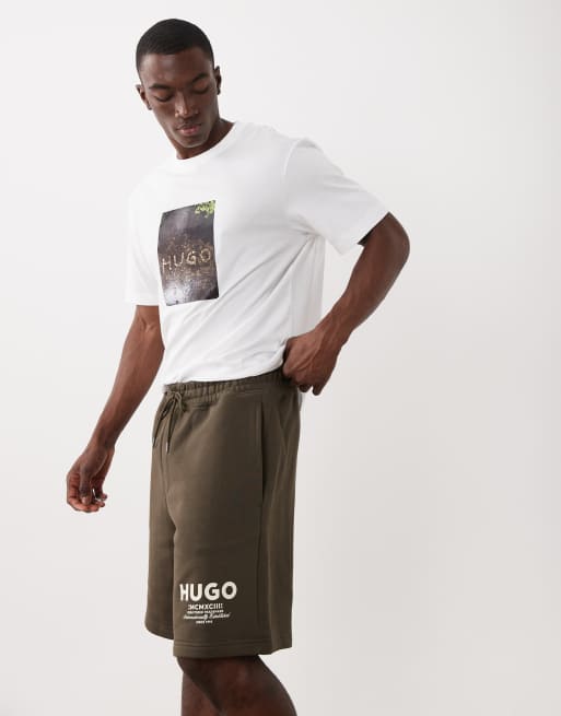 HUGO Blue Nomario jersey shorts in brown (part of a set), 3 of 5