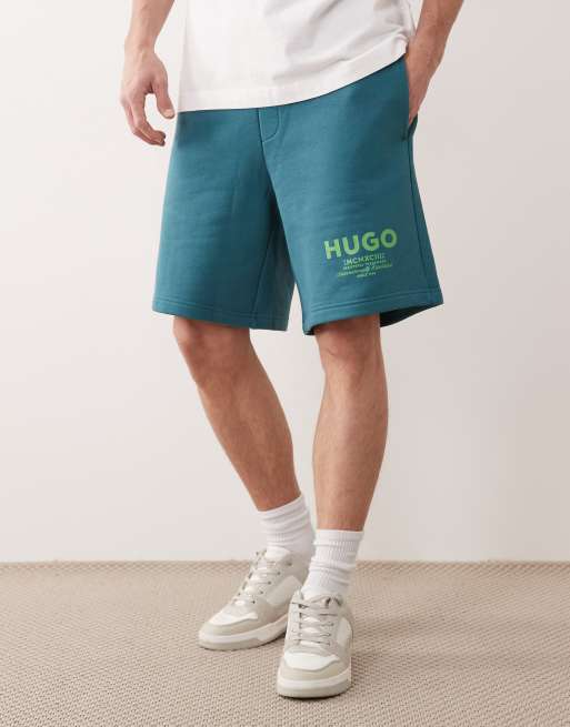 HUGO BLUE Nomario jersey shorts in teal, 2 of 5