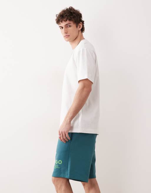 HUGO BLUE Nomario jersey shorts in teal, 3 of 5