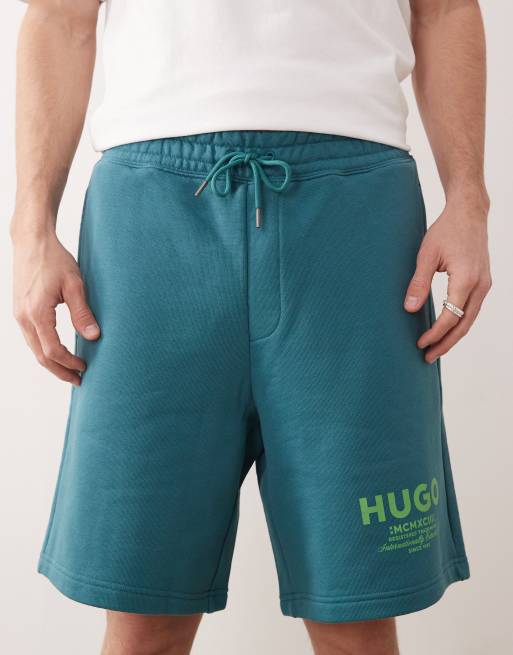 HUGO BLUE Nomario jersey shorts in teal, 4 of 5