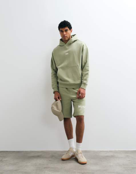 HUGO Blue – Nomario – Ljusgröna jersey-shorts med ledig passform, del av set - view 1