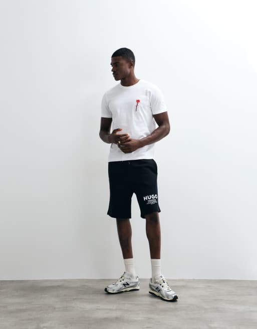 HUGO Blue - Nomario - Losvallende jersey short in zwart, 2 van 5