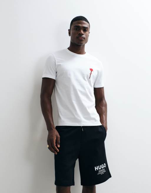 HUGO Blue - Nomario - Losvallende jersey short in zwart, 3 van 5