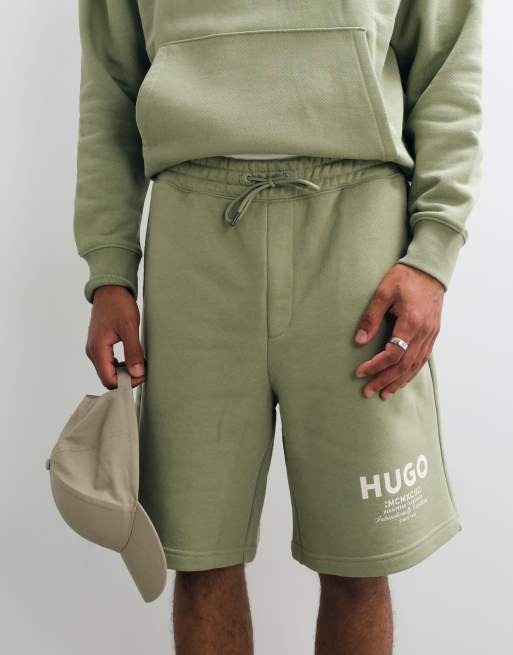 HUGO - Blue Nomario - Pantaloncini ampi in jersey verde chiaro in coordinato, 5 di 5
