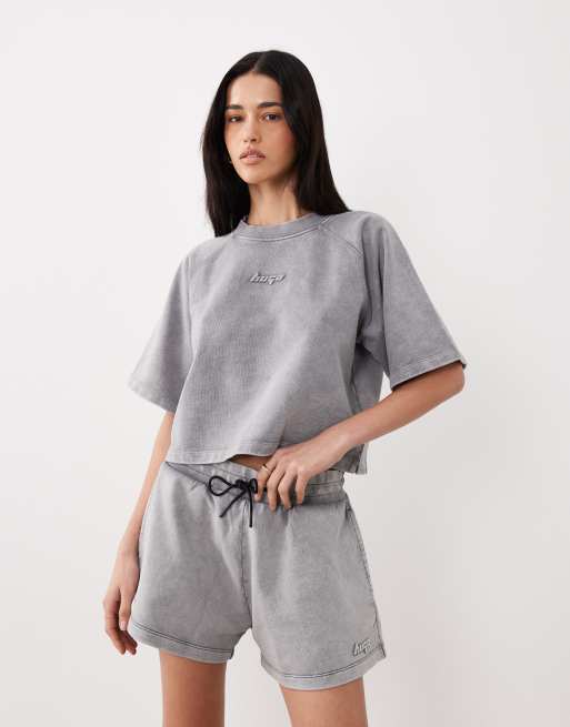 HUGO Blue – Norlina – Jersey-Shorts in Grau mit Kordelzug, Kombiteil, 2 von 5