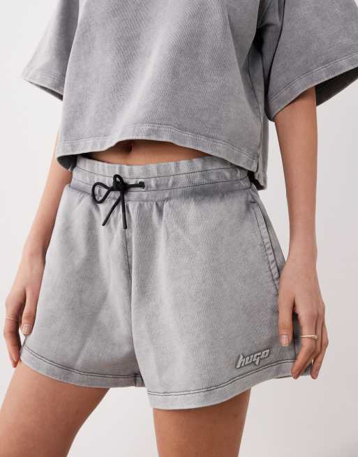 HUGO Blue – Norlina – Jersey-Shorts in Grau mit Kordelzug, Kombiteil, 3 von 5