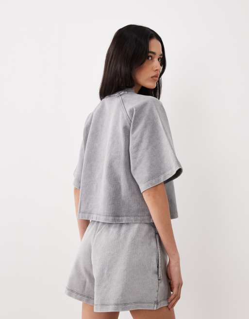 HUGO Blue – Norlina – Jersey-Shorts in Grau mit Kordelzug, Kombiteil, 5 von 5