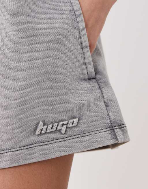 HUGO Blue - Norlina - Short d'ensemble en jersey à cordon de serrage - Gris, 4 de 5