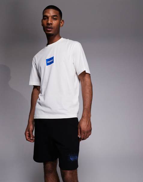 HUGO BLUE Nothali graphic logo jersey shorts in black - view 1