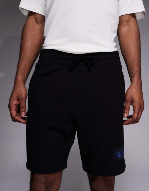 HUGO BLUE Nothali graphic logo jersey shorts in black, 5 of 5
