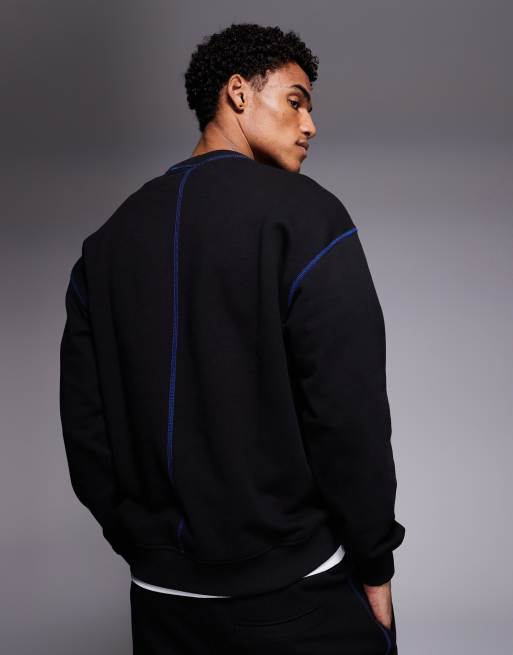 HUGO Blue Nothalic graphic chest logo sweatshirt in black (Part of a set), 3 of 5