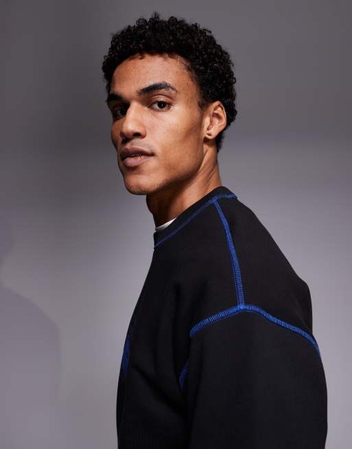 HUGO Blue Nothalic graphic chest logo sweatshirt in black (Part of a set), 4 of 5