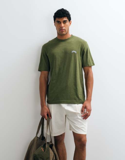 HUGO Blue Nowboi chest logo regular fit t-shirt in green, 3 of 5