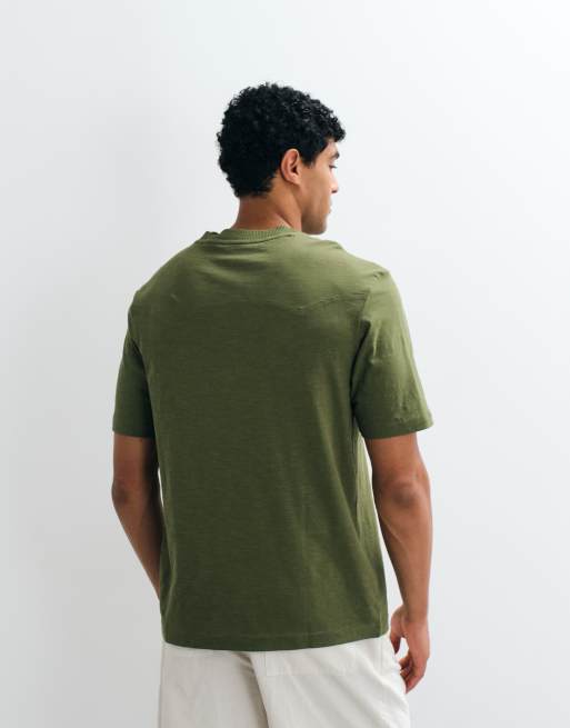 HUGO - Blue Nowboi - T-shirt regular fit verde con logo sul petto, 4 di 5