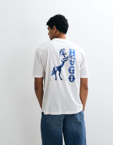 HUGO - Blue Noxwash - T-shirt coupe classique avec logo emblématique - Blanc - view 1