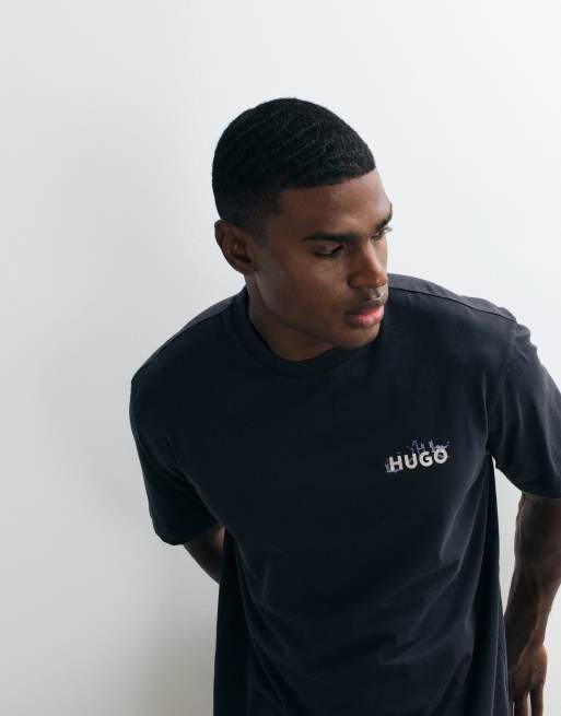 HUGO Blue Noxwash T-shirt regular fit w kolorze czarnym, 3 z 5