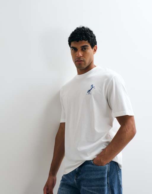 HUGO Blue Noxwash T-shirt regular fit z logo w kolorze białym, 5 z 5