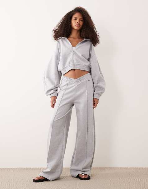 HUGO Blue Nuasem wide leg sweatpants in gray - part of a set - view 1
