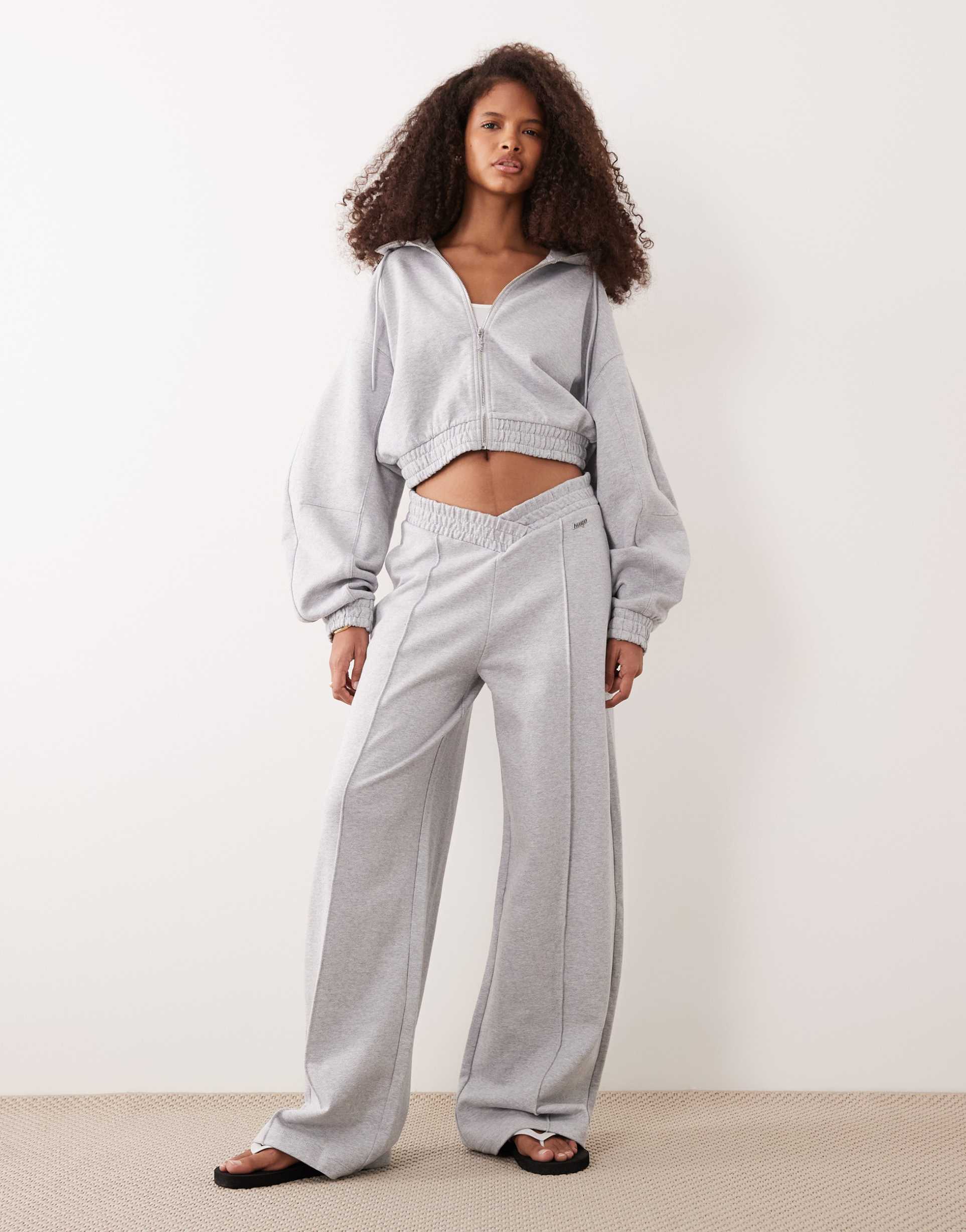 hugo blue nuasem wide leg sweatpants in gray - part of a set