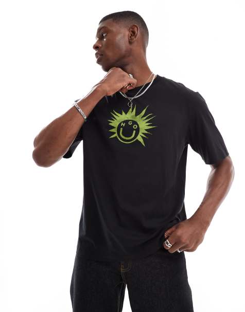 HUGO Blue Nugix graphic T-shirt in black - view 1
