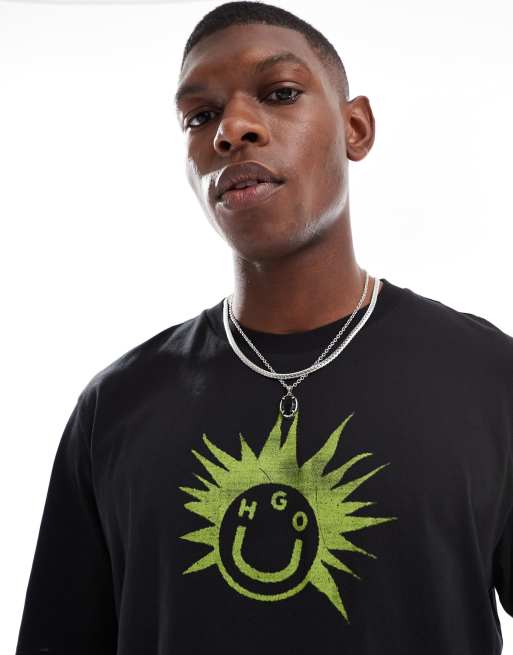HUGO Blue Nugix graphic t-shirt in black, 4 of 4