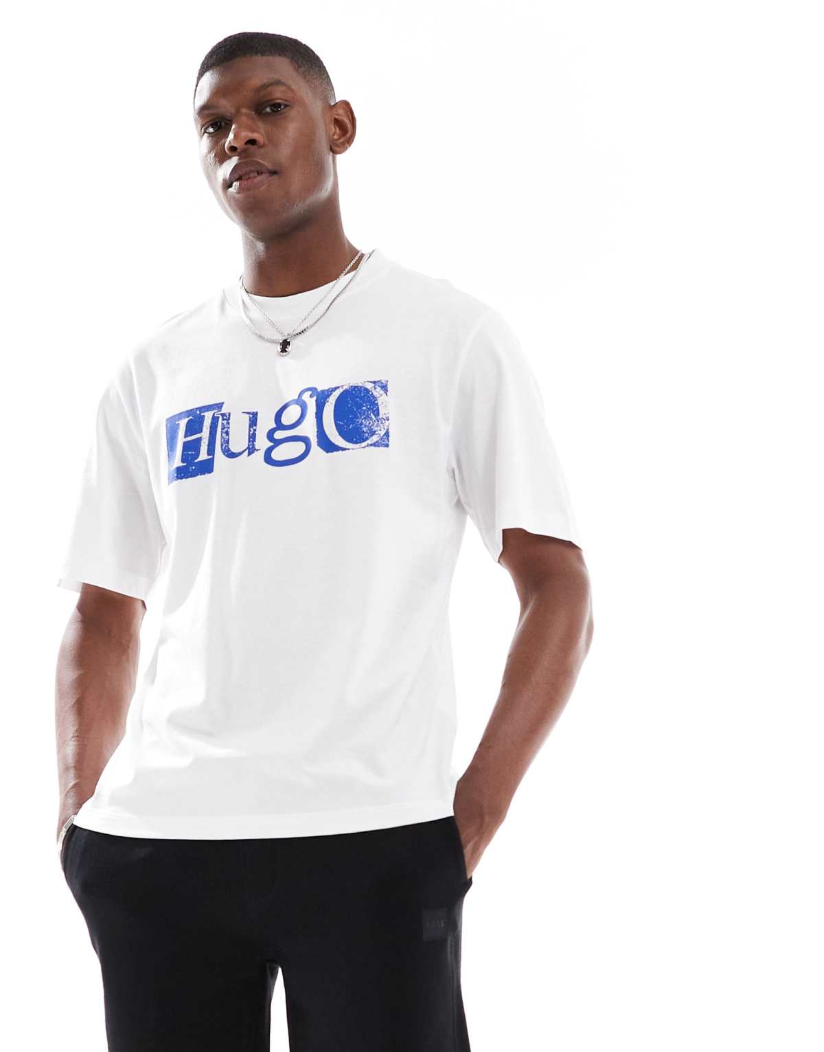 Hugo Blue Nugix logo t-shirt in white