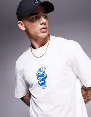 Hugo Blue HUGO BLUE Nutongo spray can logo printed t-shirt in off white