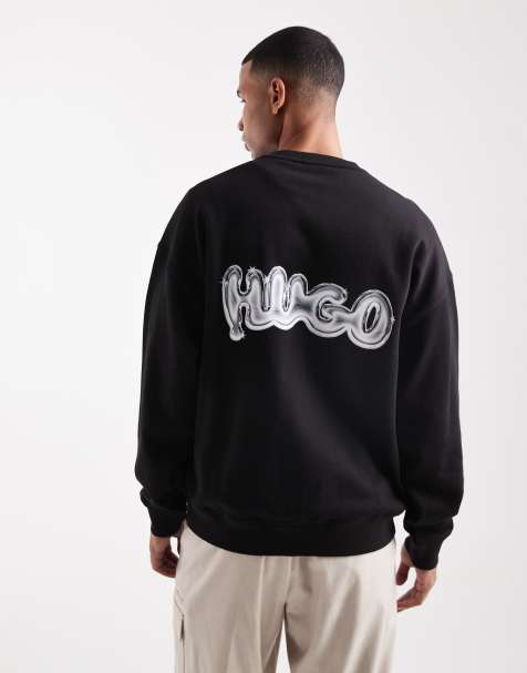 HUGO Blue – Nyrocrew – Oversize-Sweatshirt in Schwarz mit Logoprint auf dem Rücken - view 1